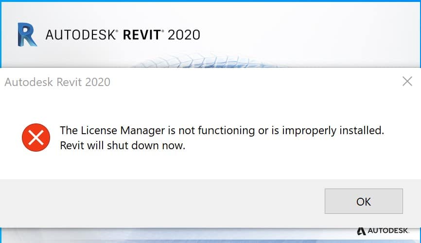 autocad 2020 license error