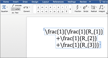 Word document that includes a LaTex equation
